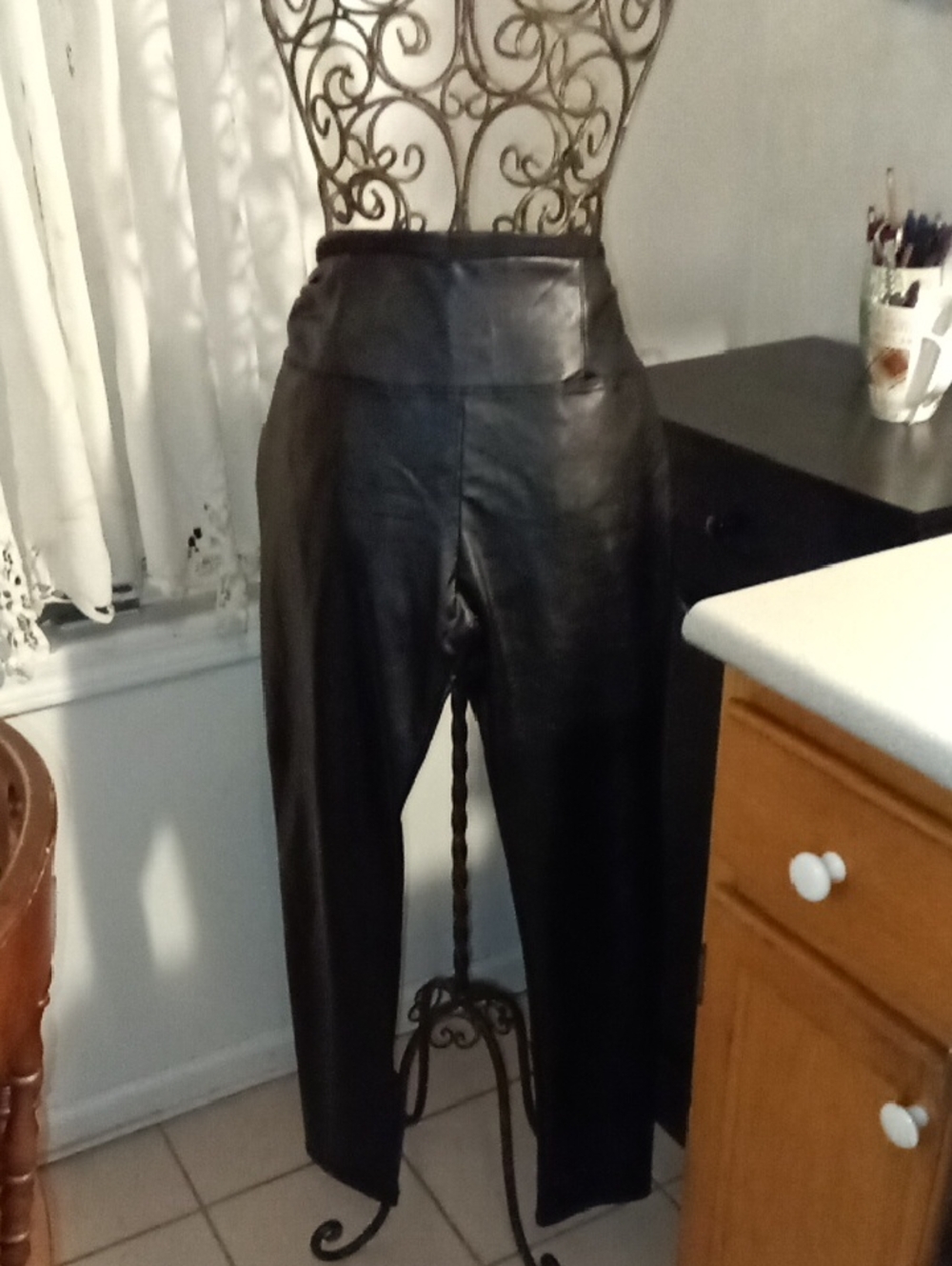Shinestar Black Straight-Leg Faux Leather Pants